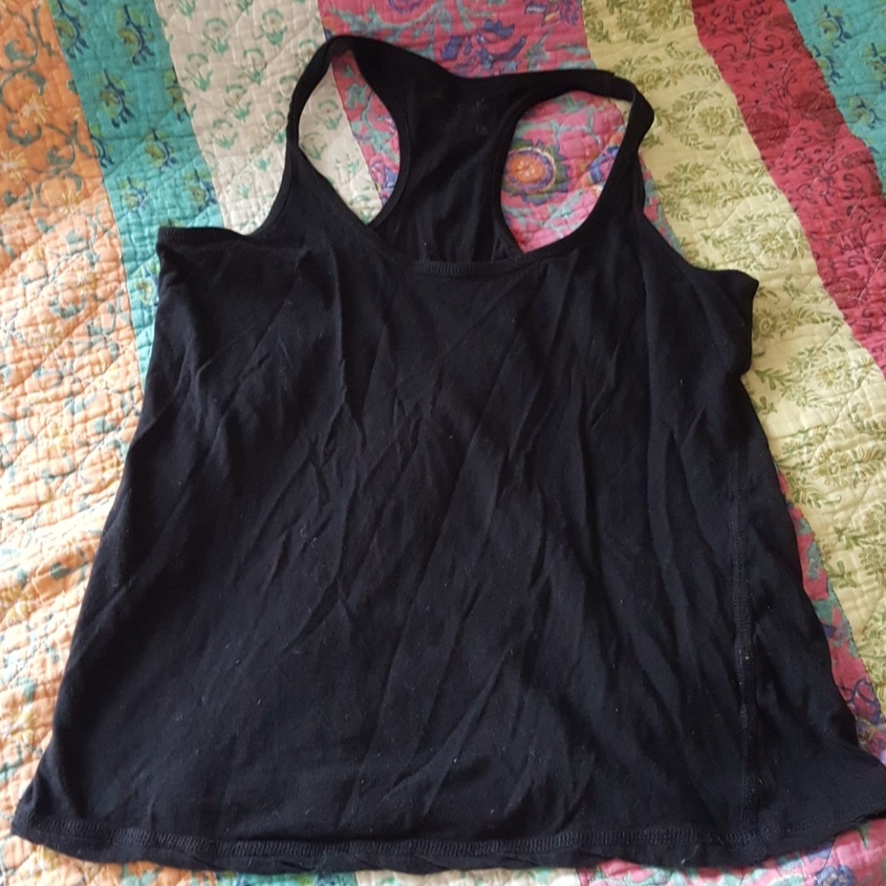 plain black razor back tank top